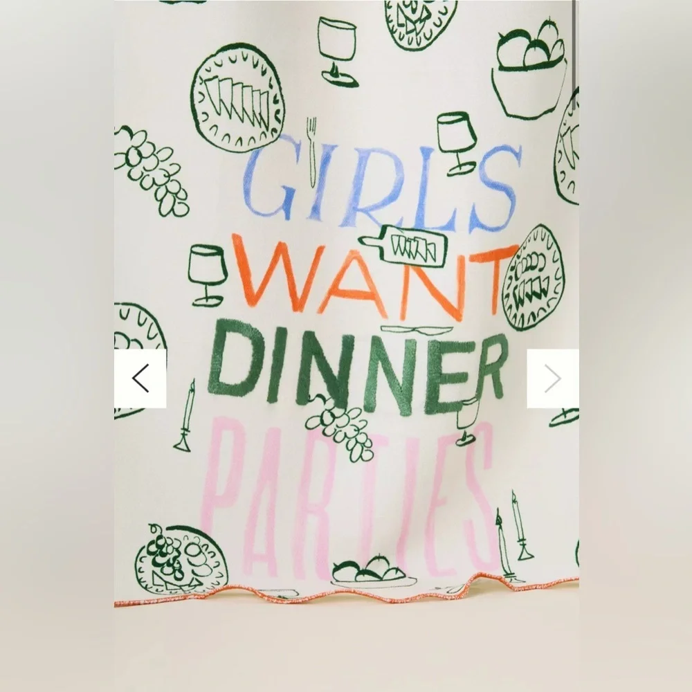 Anthropologie- PHTHALO RUTH GIRLS WANT DINNER PARTIES STONEWARE MUG/DISH TOWEL